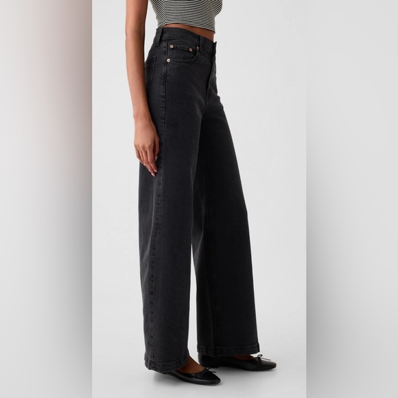 Gap | High Rise Stride Wide-Leg Jeans | Washed black | 26 2 LONG - Picture 3 of 6